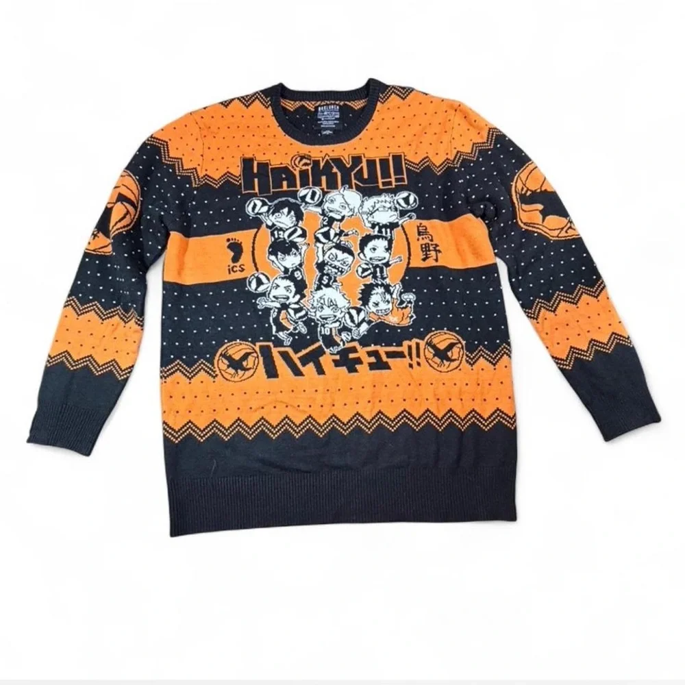 BoxLunch Haikyu Karasuno Anime Sweater Chibi Graphic Crunchyroll XL Christmas